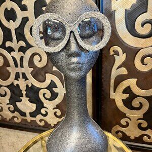 Fila round rhinestone amber handle sunglasses